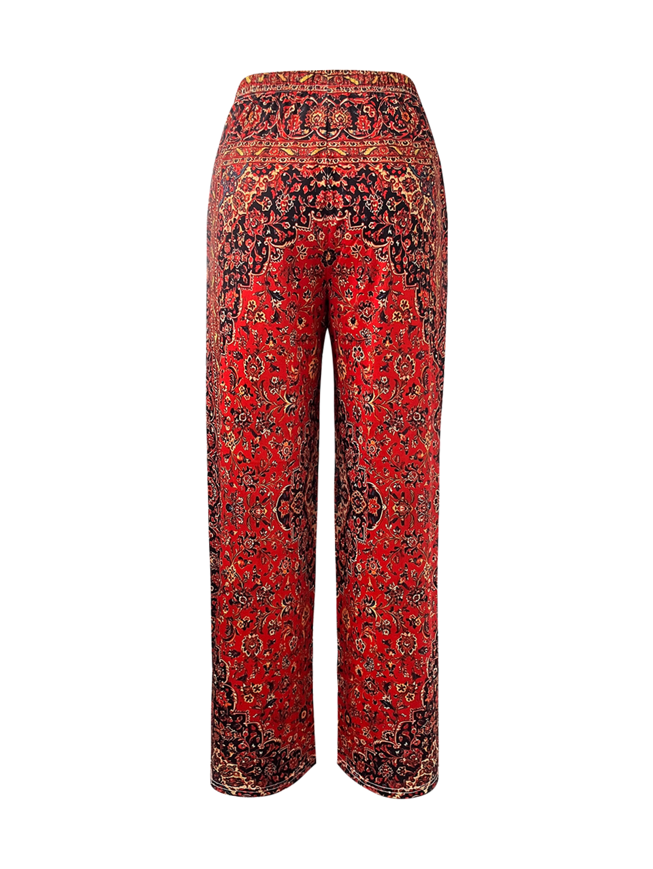 Women's Spring Autumn New Retro Ethnic - Style Wide - Leg Pants - Fashionable Casual Pants with Pockets-CF40654