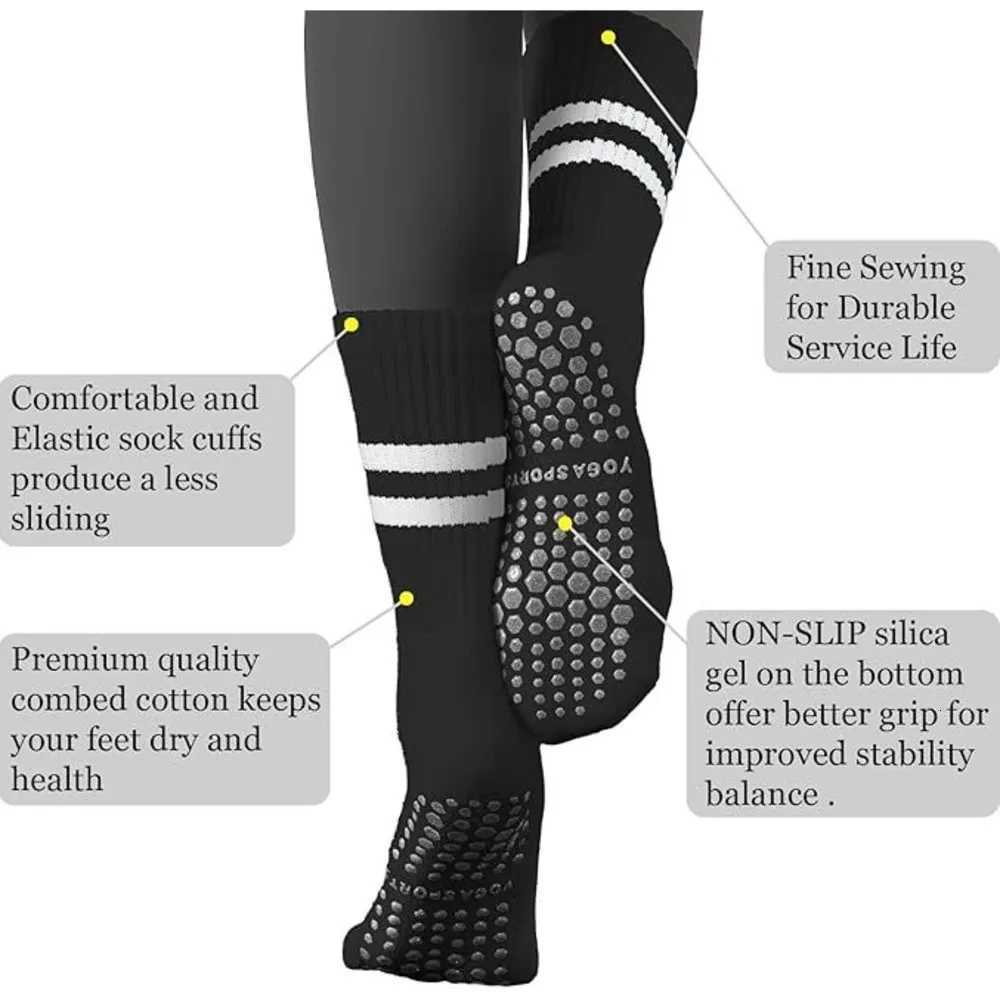 Women Nonslip Yoga Socks Midtube Breathable Pilates Sports Sock Ladies Cotton Fitness Dance Ballet Indoor Floor SocksW251011