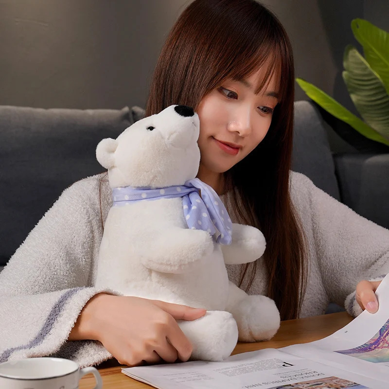 253040cm Lovely Polar Bear Plush Toys Cute Soft White Bears With Scarf Dolls Stuffed Animal Pillow Girls Valentines Gift 251010 T260606