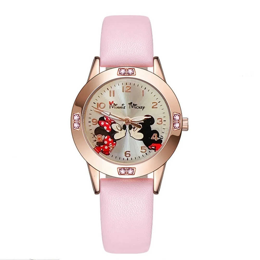 Disney Mickey Mouse Cute Fashion Cartoon Childrens Watch Leather Strap Suitable for Boys and Girls Quartz Watch Festival Gift H251011
