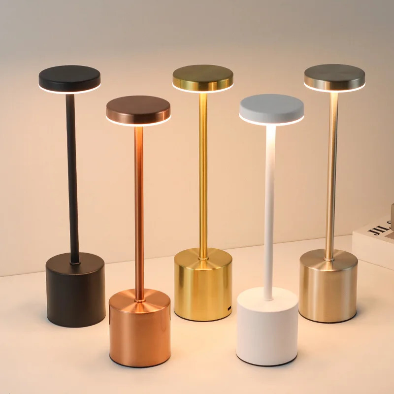 Nordic Style Cordless LED Table Lamp Alloy Body Touch Switch 3 Colors Rechargeable Perfect for Home Bar Restaurant Ambiance 251009
