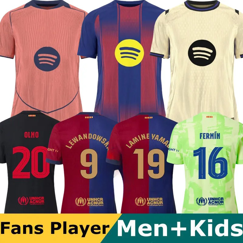 BarcelonaES 125th jersey RAPHINHA LAMINE YAMAL Soccer Jerseys Shirts OLMO LEWANDOWSKI 24 25 26 PEDRI GAVI barcalona kid Kit Men maillot de foot Camiseta futbol