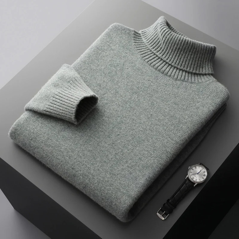 Autumn and winter cashmere sweater mens high neck thick zipper young loose warm shirt pure cotton casual knitted top 241115
