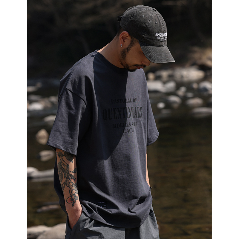 Japanese Style Men's Designer Hoodie Designer Shirt 320g Heavyweight Short Sleeve T-shirt Loose Casual Pure Cotton Trendy Men's Tee Youth Summer
