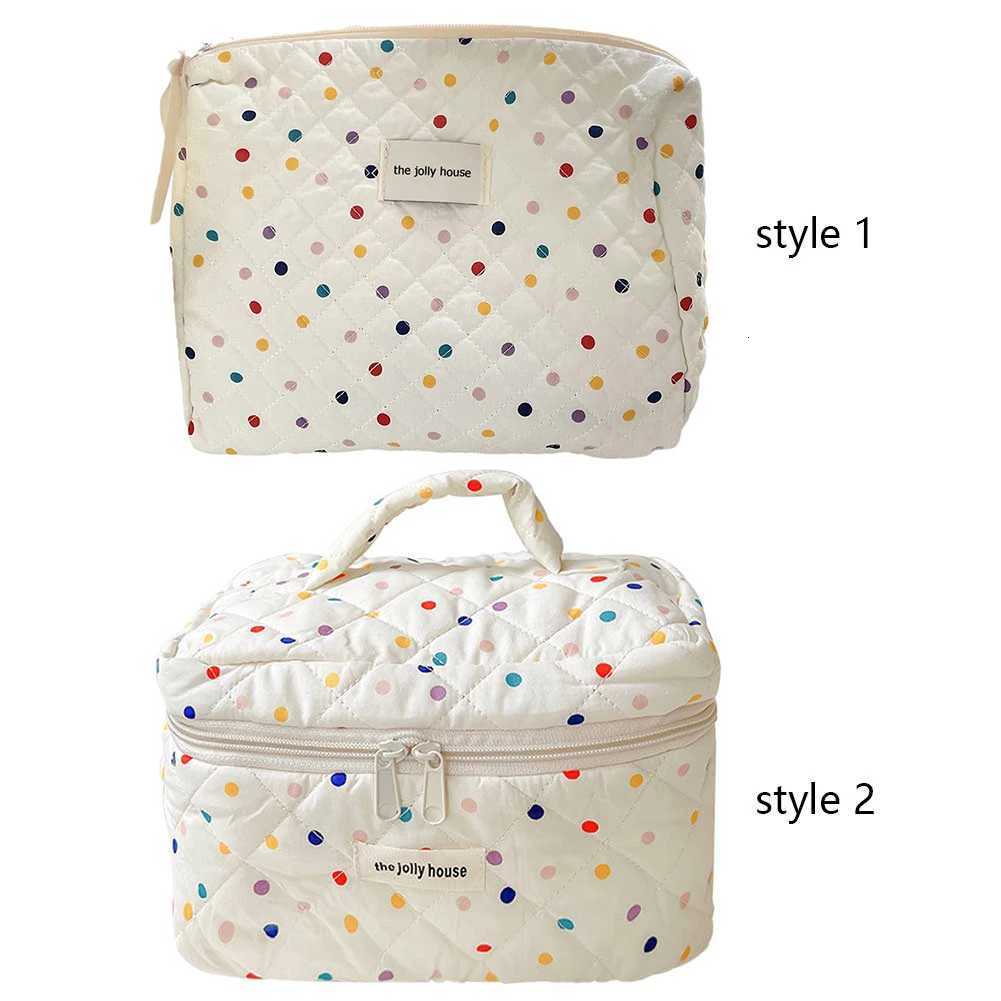 Colorf Polka Dots Travel Makeup Pouch Quilted Cosmetic Zipper Pouch Makeup Organizer Storage Bag for Wen and Girls D251011
