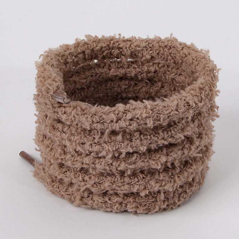 Fuzzy Fluffy Christmas Shoe Laces Cozzy Bootlaces Customized Solid Color Plush Double Layer Shoelaces