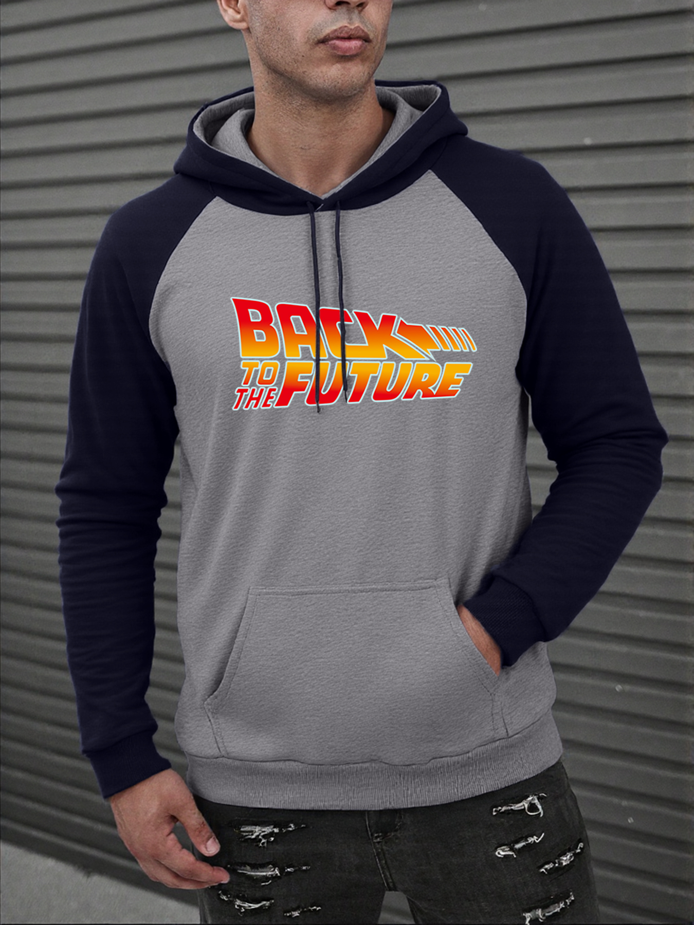 Back To The Future Pattern Man Clothes Simple Long Sleeved Raglan Hoodies Multicolor Hot Sale Hoodie Autumn Casual Streetwears