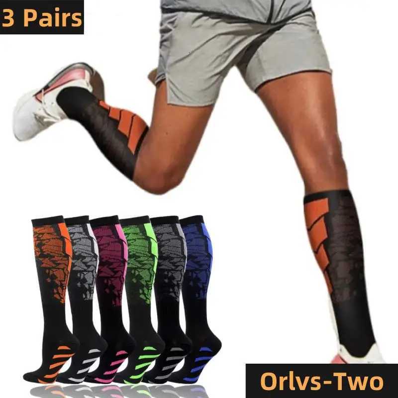 3 Pairs Lot Pack Compression Socks Running Men Women Floral Prints Stockings Sports AntiFatigue Compression Socks Bulk SalesW251011