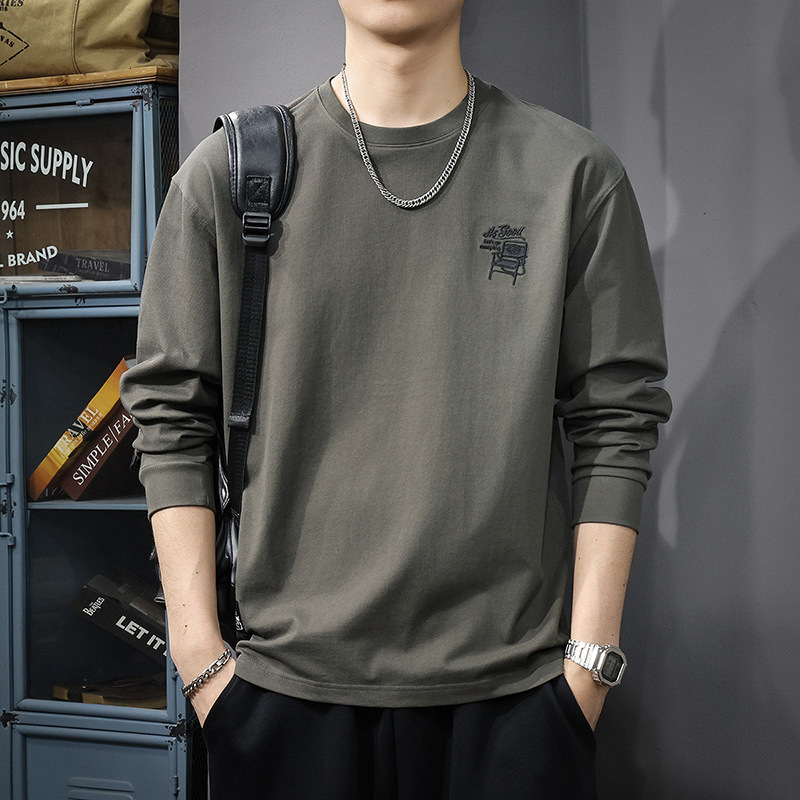 Designer Hoodie 2025 Designer Shirt New Round Neck Inner Wear Long Sleeve T-shirt Men Thin Casual Loose Men's Embroidered Base Shirt Tee Top