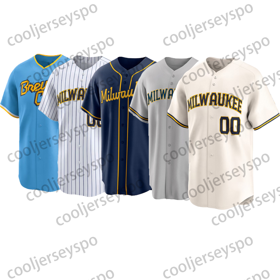 11 Jackson Chourio MilwaukeeJerseys Christian Yelich Brice Turang William Contreras Rhys Hoskins Sal Frelick Misiorowski Custom Baseball Jersey