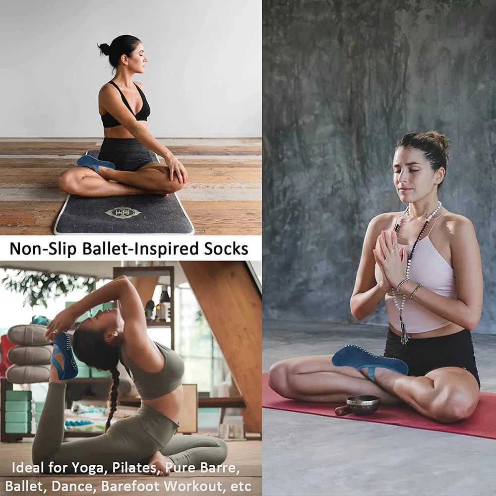 Women High Quality Breathable Yoga Socks Silicone NonSlip Bandage Pilates Sock Ladies Ballet Dance Fitness Workout Cotton SocksW251011