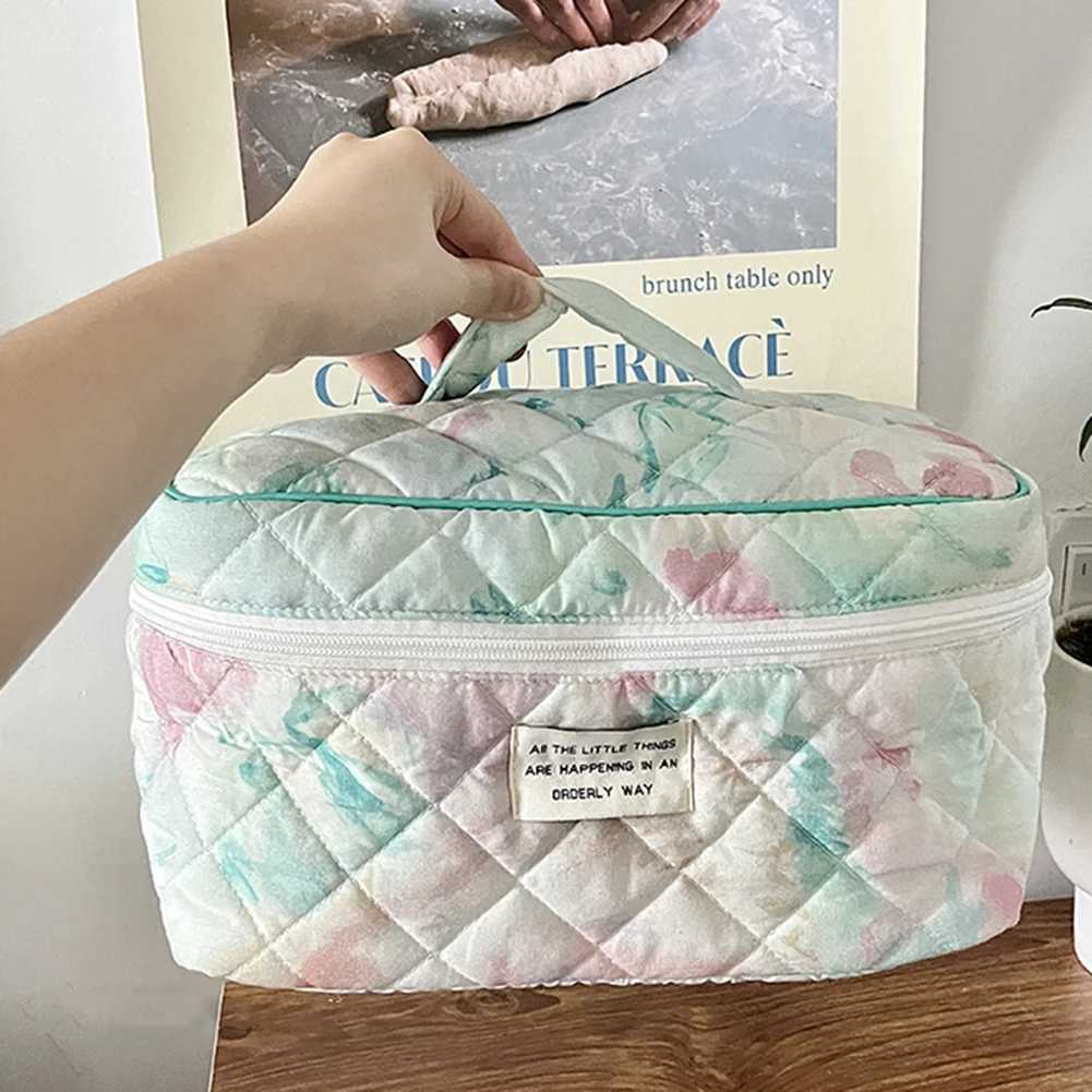 Quilted Quilting Cott Makeup Bag Wen Zipper Cosmetic Organizer Cute Student Storage Bag Soft Mtifunctial Cosmetic Bag D251011