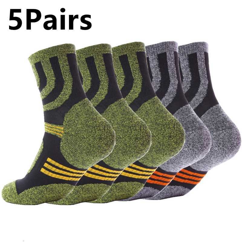 5 Pairs Socks Men Anti Blister Autumn Winter Terry Socks Outdoor Sports Running Cycling Marathon Camping Trekking Rugby SocksW251011