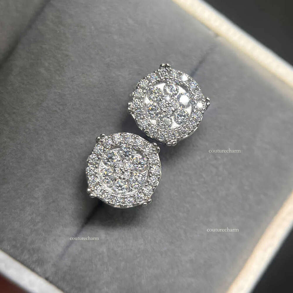 Designer Wholesale Price Popular Hot Sale Iced Out Jewelry Sterling Sier Jewellery Moissanite VVS Screw Back Stud Earrings