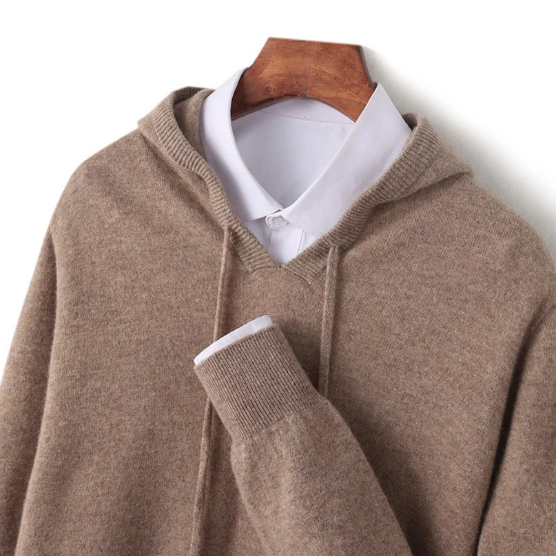 DjzDsm AutumnWinter Merino Sweater Mens 100% Wool Hoodie Collar Knitted Floral Casual Long Sleeve 241115