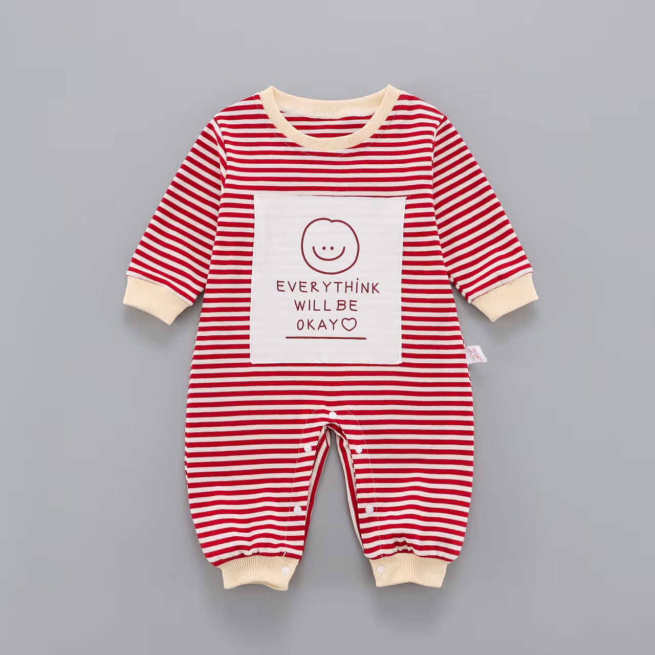 Baby and toddler clothing outdoor pure cotton smiling striped jumpsuit