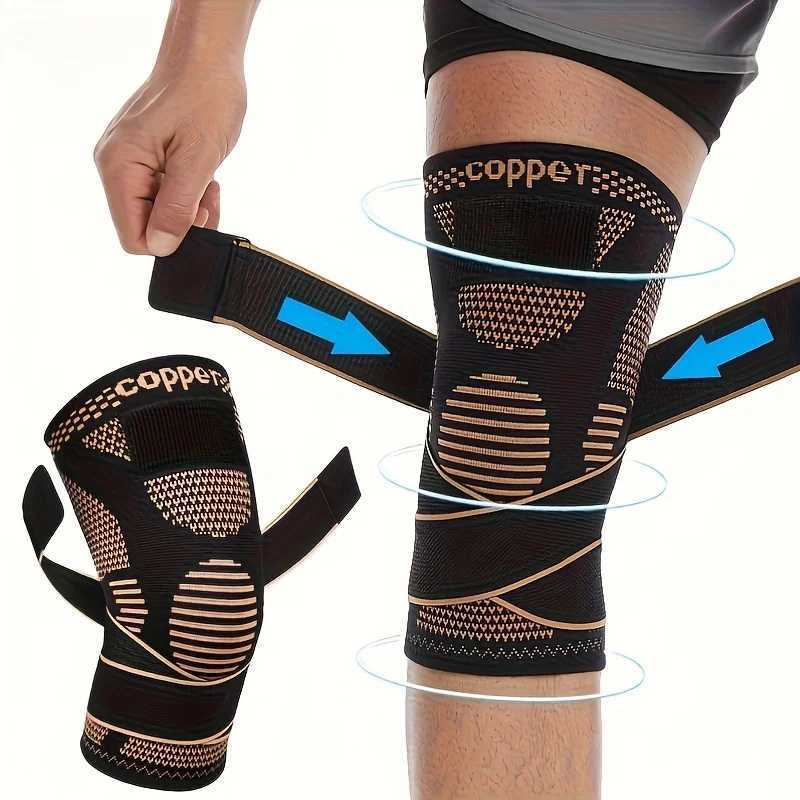 1Pcs Sports Copper Ion Strap Knee Pads Nonslip Knitted Nylon Knee Pads Fitness Jump Rope Basketball Running Gear Men Women C251011