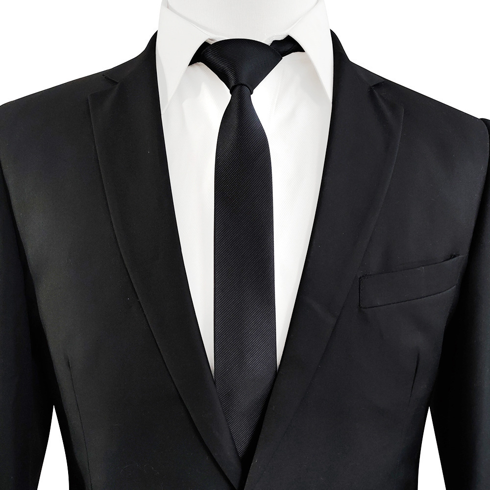 KAMBERFT Fashion Casual 4cm Slim Silk Tie Solid Color Black Red Ties Handmade Men Woven Skinny Necktie For Wedding Party 250908