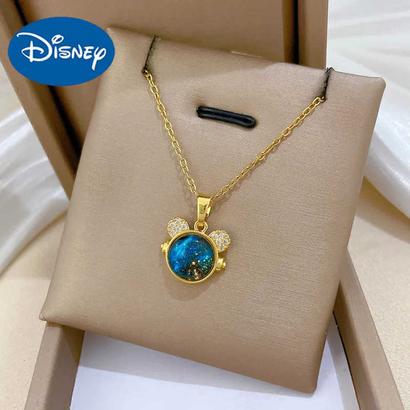 Disney Stainless Steel Chain Necklaces for Women Creative Starry Sky Mickey Mouse Head Pendant Necklace Cute Jewelry Accessories H251011