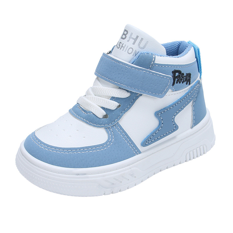 Children's high top board shoes breathable wear-resistant leather surface waterproof girls' casual shoes boys' sports shoes HOT - view 9
