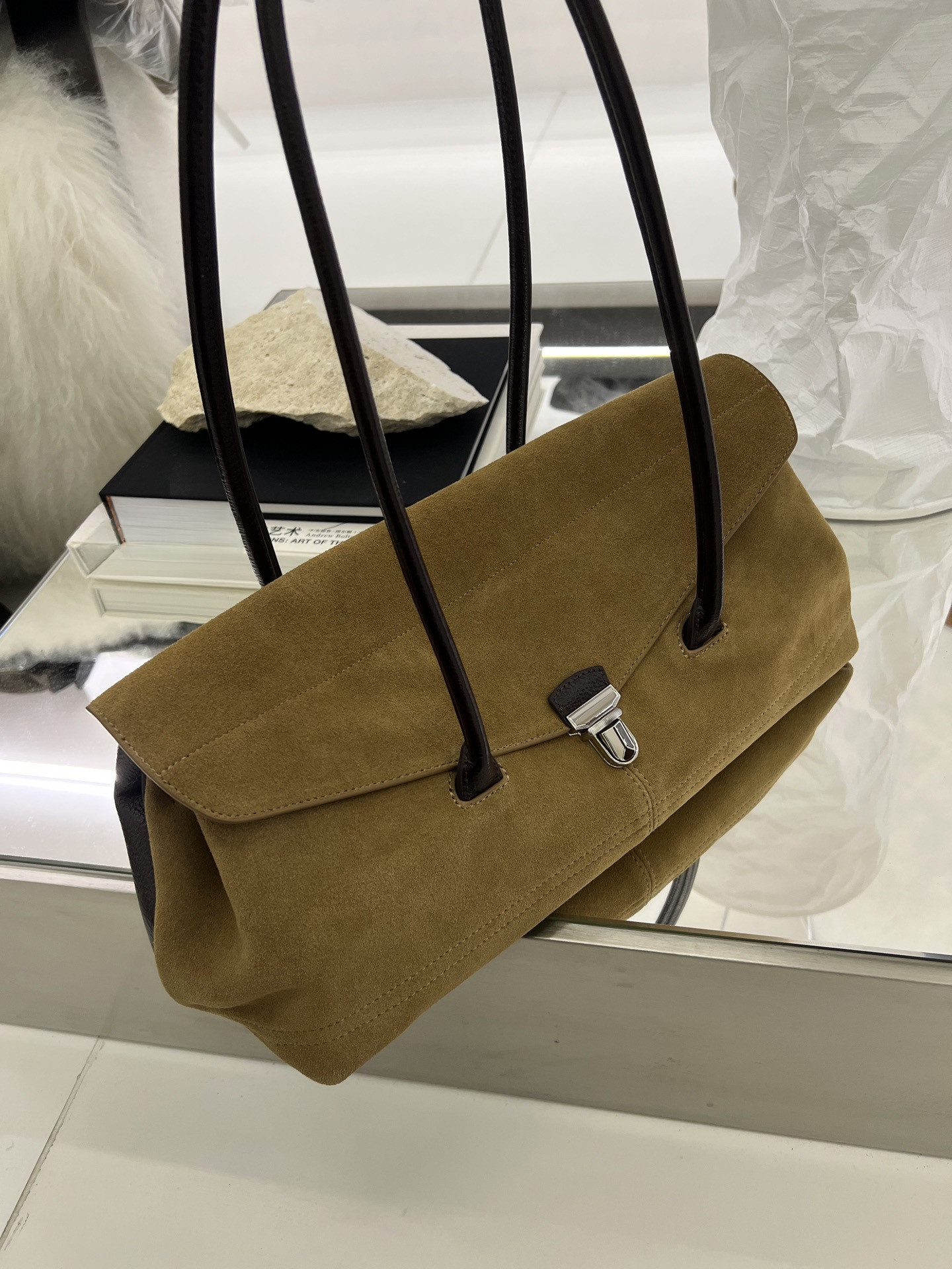 2025 Autumn/Winter New Suede Leather Shoulder Bag Large Capacity Rectangular Bag Retro Women's Bag Designer Fashion Handbag