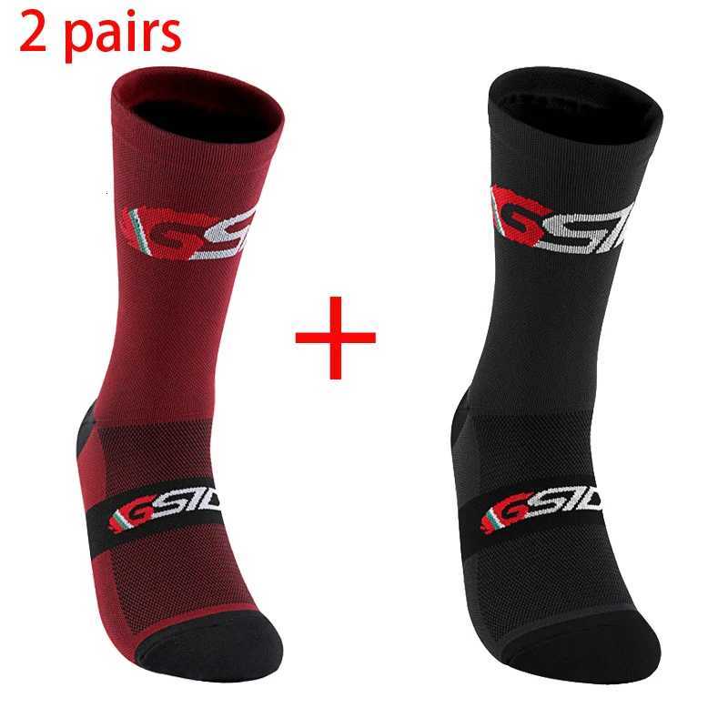 GSIDI2pairs 2023 New Cycling Socks Bike Nurse Compression Road Bike Running Mtb Kneehigh White Sports Funny Brand BlackW251011