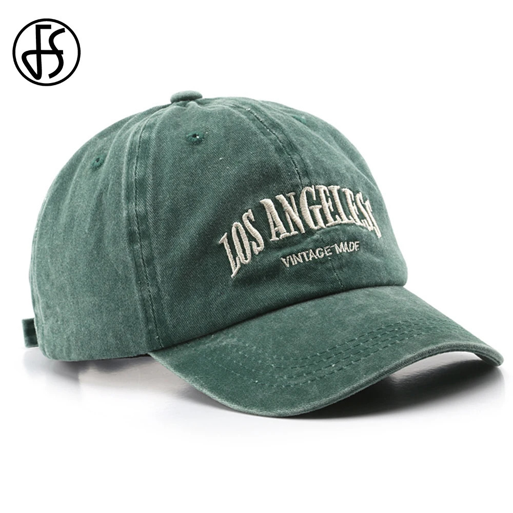 FS Winter Blue Green Denim Caps For Men Women Vintage American Street Hip Hop Baseball Cap Trucker Hats Casquette Femme 250925