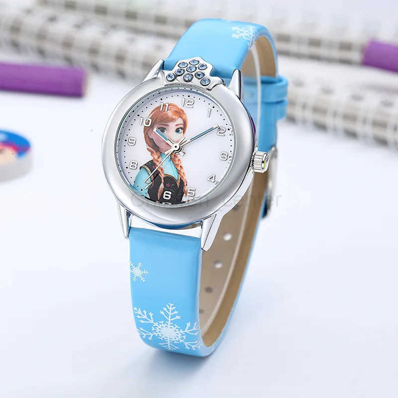 Disney Elsa Watch Girls Elsa Princess Kids Watches Leather Strap Cute Childrens Cartoon Wristwatches Gifts for Kids Girl Frozen Clock H251011