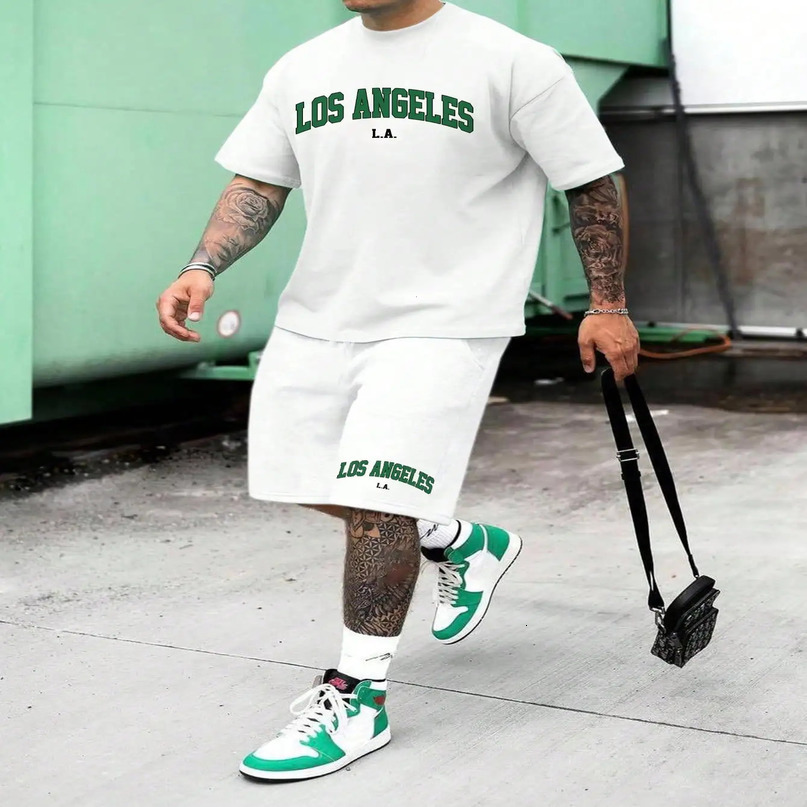 Mens Sets 3D Tracksuit Summer Fashion Clothes for Man TShirt Shorts 2 Piece Casual Suit Streetwear Oversized Outfit 240808