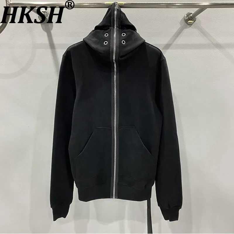 HKSH Autumn New Man Tide Dark RO Style Shape Eyelet Zipper Hooded Long Slve Sweatshirt Chic Ins Hoodie Women Ins HK12791 L251011VPJ4
