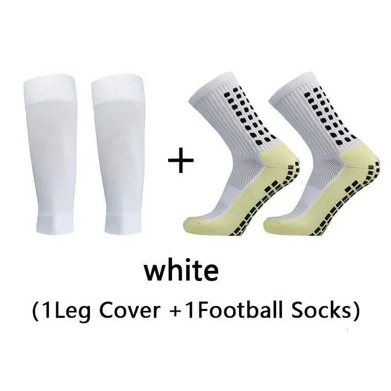 2 Pairs Set Professional Training Breathable Football Socks Men Women Nonslip Silicone Soccer Socks With Leg Cover Sports SetW251011