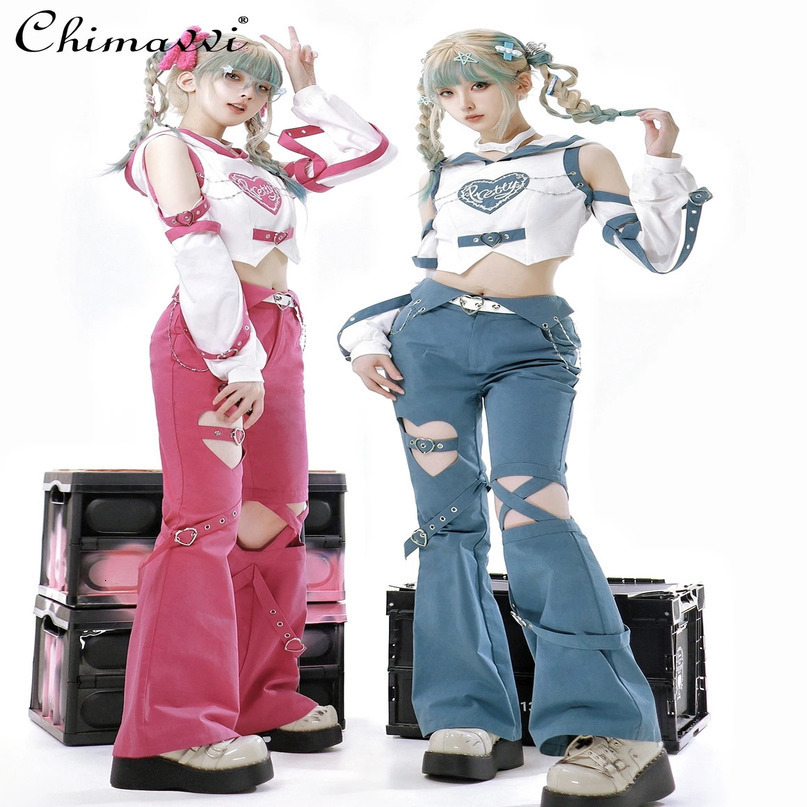 Sweet Girl Pants Sets Autumn Fashion Long Sleeve Hoodie Top Open Womens Two Piece Y2K Set 241008