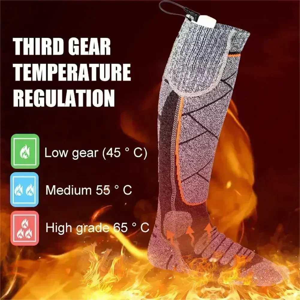 Intelligent Electric Winter Warm Socks for AntiCold Skiing Winter Heated Long Socks Outdoor Camping Hiking Warmth StockingW251011