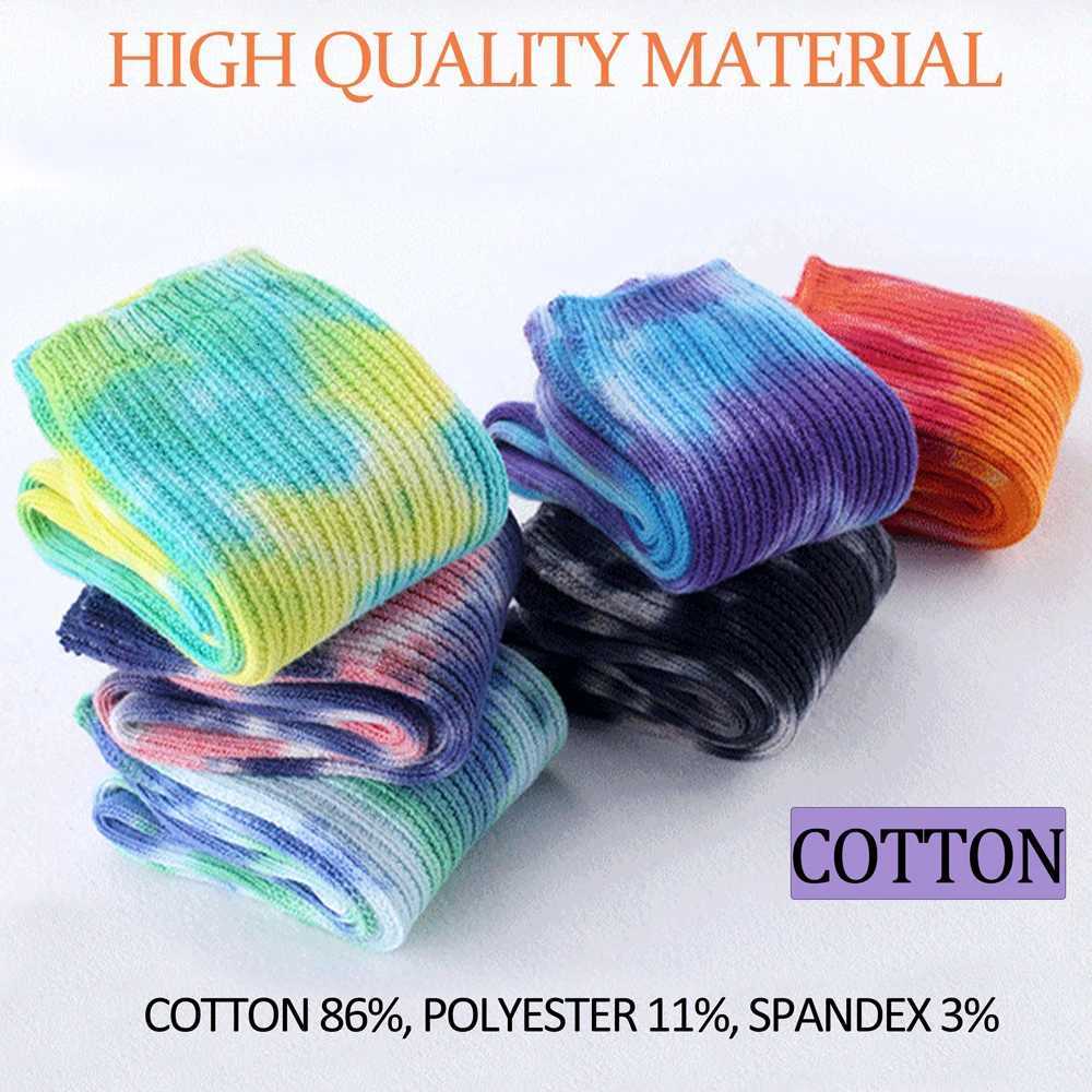 Unisex Antibacterial Stacked Socks Japanese Loose Fit Design TieDye Cotton Blend NonFade Breathable Sports Cycling SocksW251011
