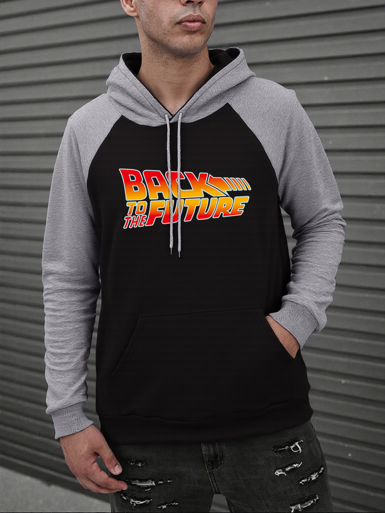 Back To The Future Pattern Man Clothes Simple Long Sleeved Raglan Hoodies Multicolor Hot Sale Hoodie Autumn Casual Streetwears
