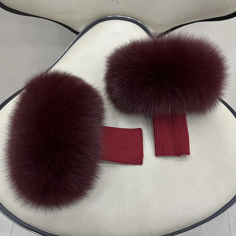 Fox Fur Cuffs Arm Warmer Women Bracelet Fur Wristband Glove Warmer Wrist Warmer Coat Jacket Boots Warm Accessories 251009