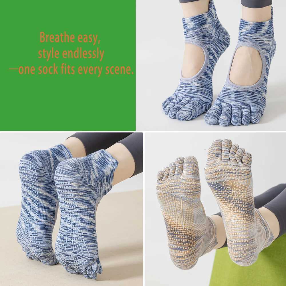 1Pair Professional Split Toe Pilates Socks Ventilated Arch Support Thin Summer Socks NonSlip Breathable for Barefoot ExercisesW251011