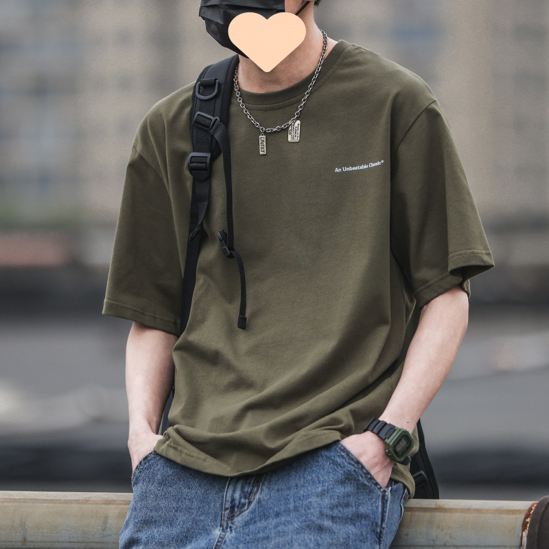 Heavy Cotton American Retro Letter Print Round Neck Men's T-shirt Summer Designer Shirt Designer Hoodie Loose Trendy Versatile Half Sleeve Tee