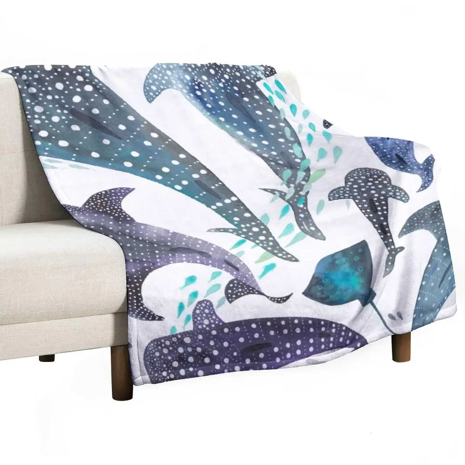 Whale Shark Ray Sea Creature Play Print Throw Blanket Luxury St Blanket Luxury Blanket C251011