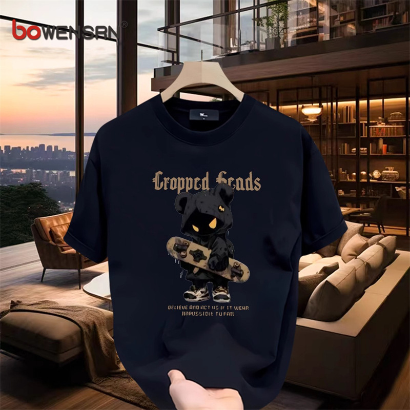 High-end Trendy Brand Short-sleeve T-shirt Designer Designer Shirt Hoodie For Men 2025 New Summer Long-staple Cotton Playful Print Half-sleeve Base Shirt For Men