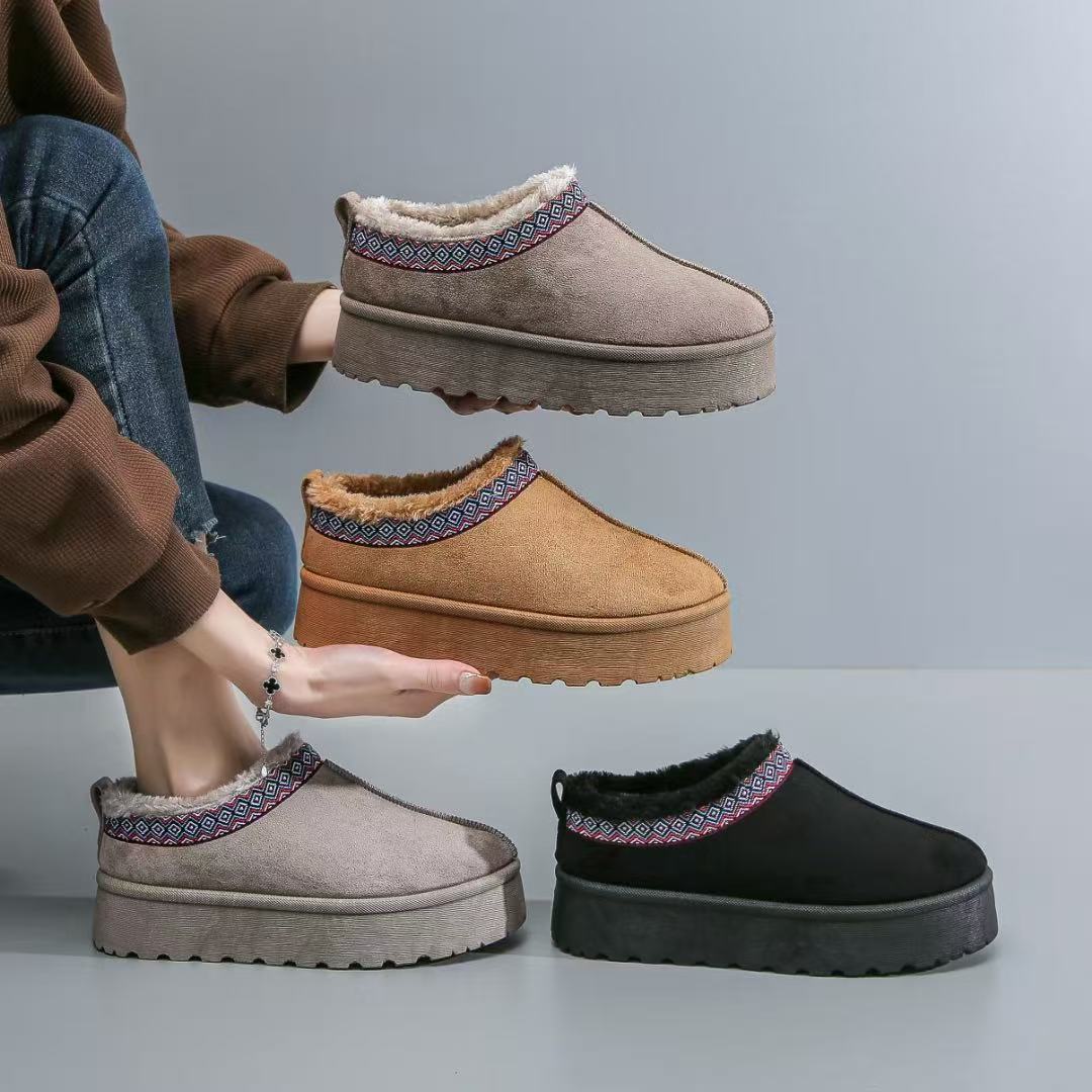 Chic Womens Winter Footwear: Warmth Enhanced by Soft Fleece and Durable Thicker Cotton Construction