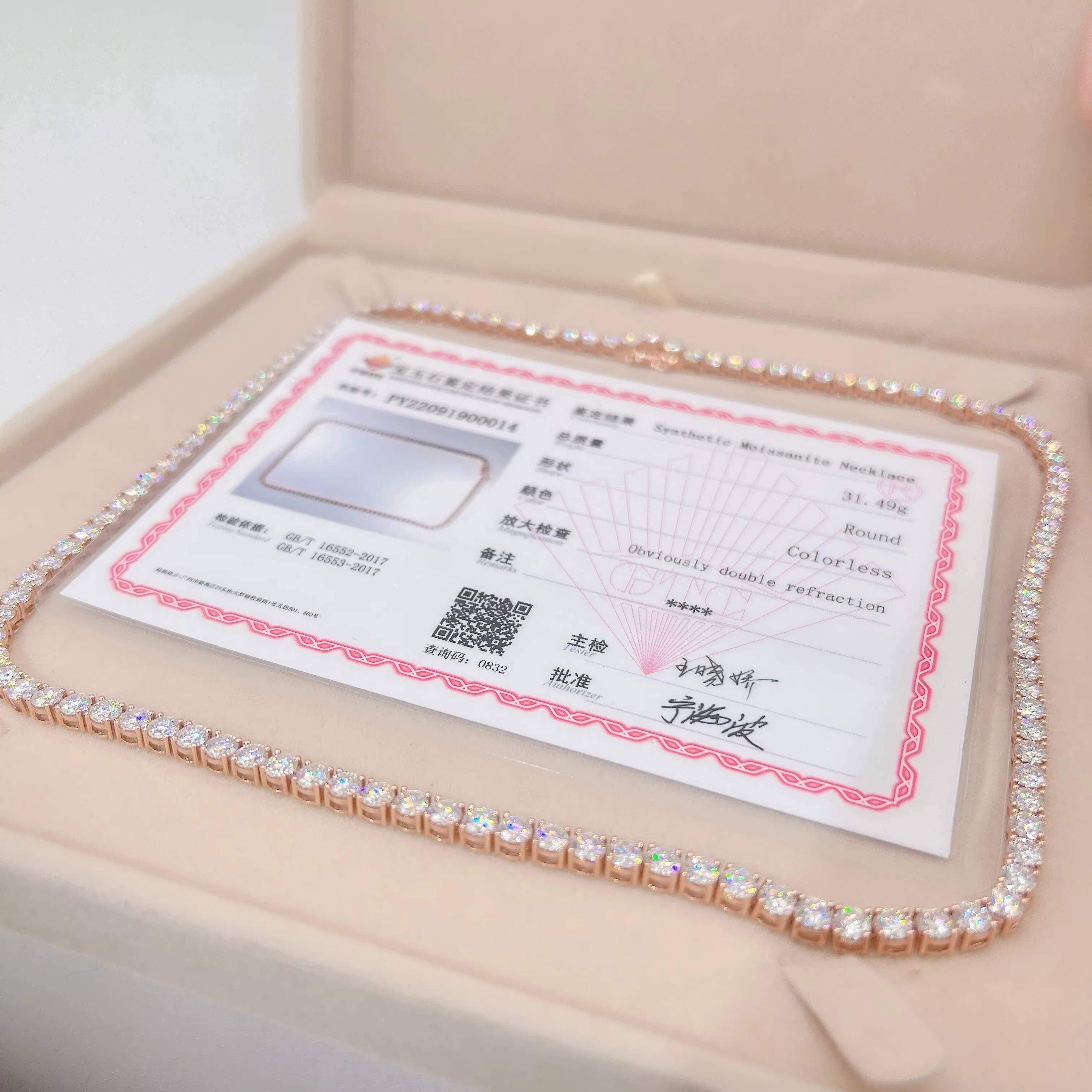 Fine Jewelry 4MM Customized 10K 14K 18K Real Gold VVS Moissanite Diamond Men Women Moissanite Tennis Chain