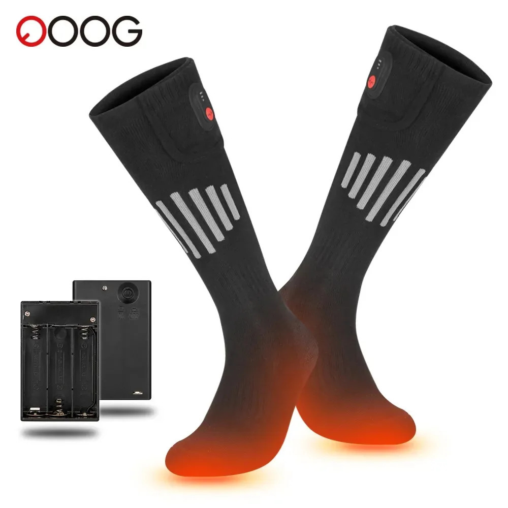 65 Heated Socks Winter Warm Heating Socks With Battery Case Snowmobile Electric Heated Skiing Sock Controllable Buttons outdoor 251010
