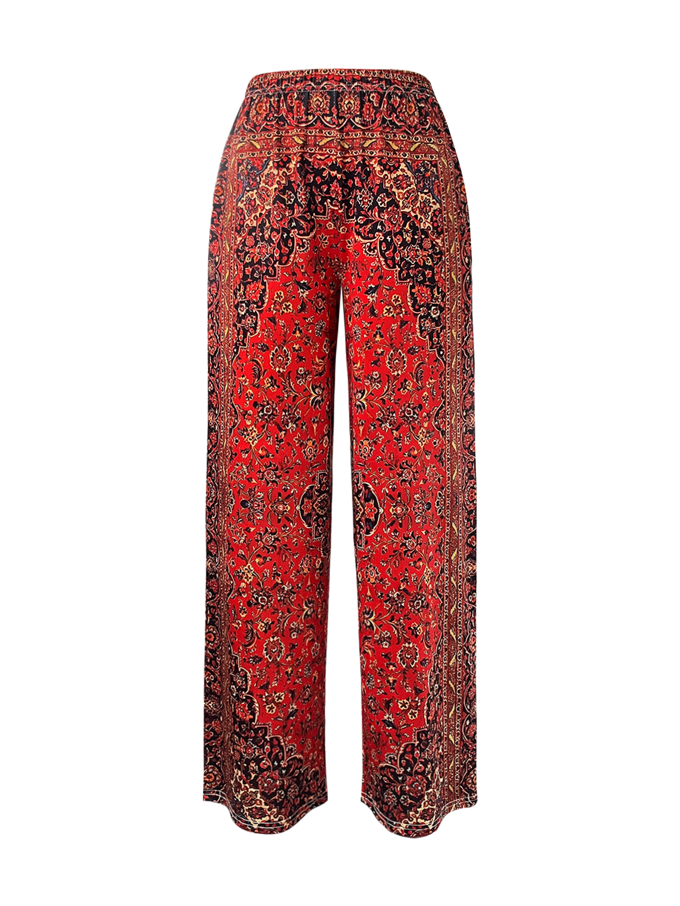 Women's Spring Autumn New Retro Ethnic - Style Wide - Leg Pants - Fashionable Casual Pants with Pockets-CF40654