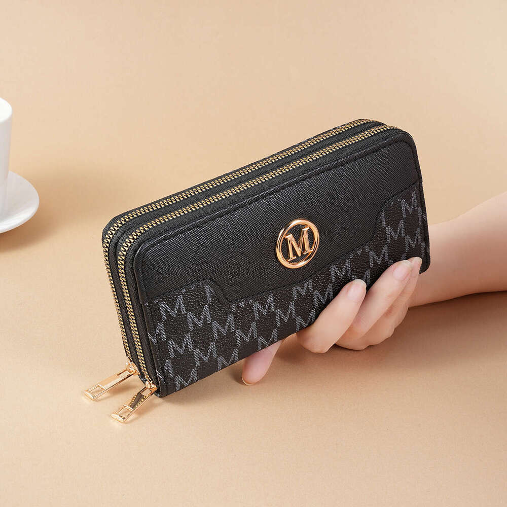 Fanjoo New Women's Wallet Fashion Letter Patchwork Ins Versatile Double Zipper Large Capacity Casual Clutch