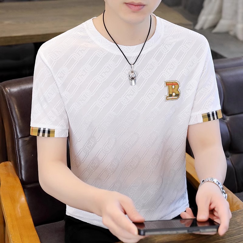 Summer Men's Short Sleeve Designer Hoodie T-shirt Ice Silk Thin Trendy Casual Cool Designer Shirt Feel Tee New Fashion Brand Men's Top