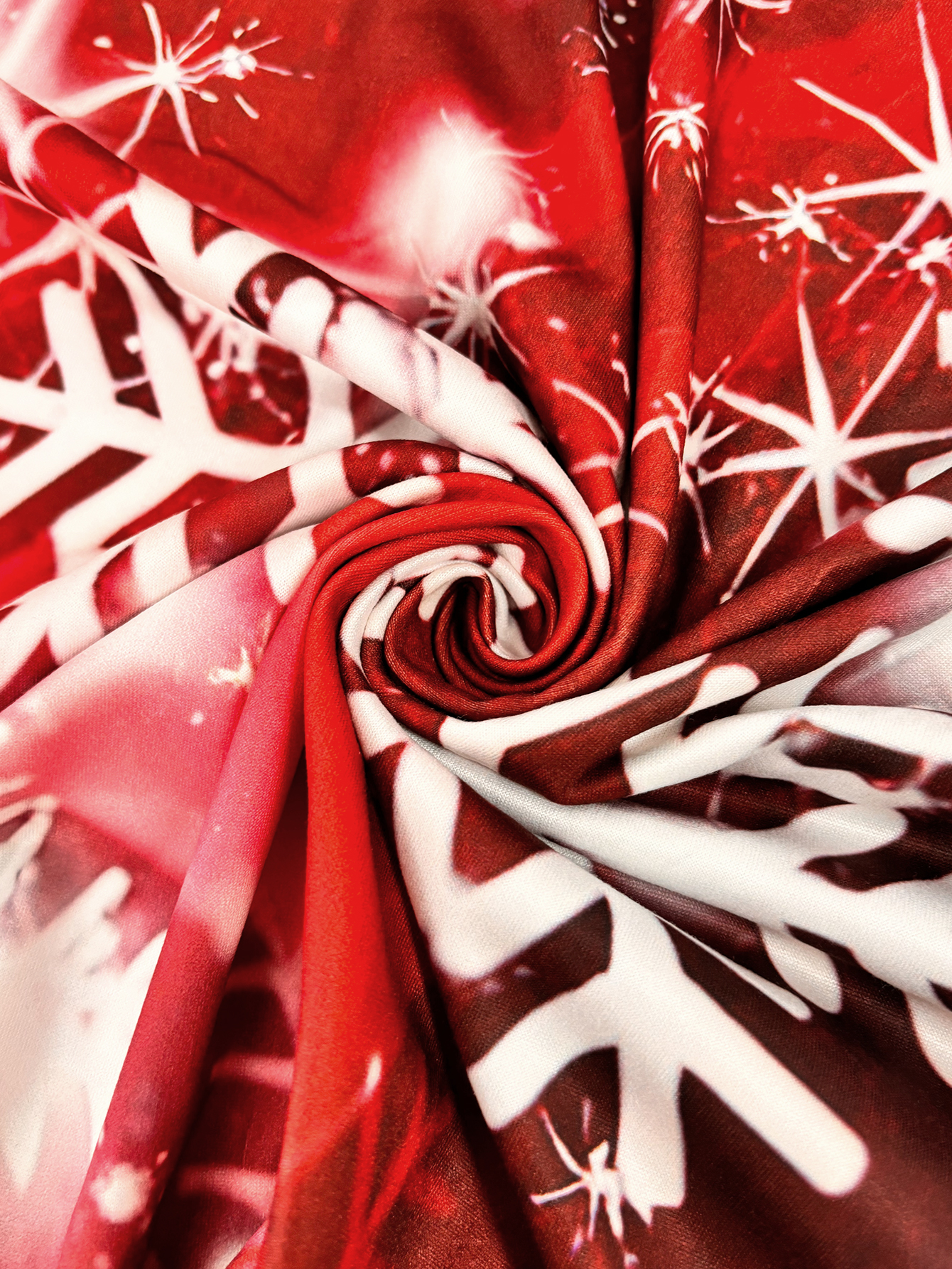 Women's Autumn Winter Christmas Snowflake Printed Dress - Festive V - Neck Long - Sleeve Red Dress-CF51194