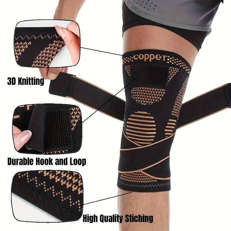 1Pcs Sports Copper Ion Strap Knee Pads Nonslip Knitted Nylon Knee Pads Fitness Jump Rope Basketball Running Gear Men Women C251011