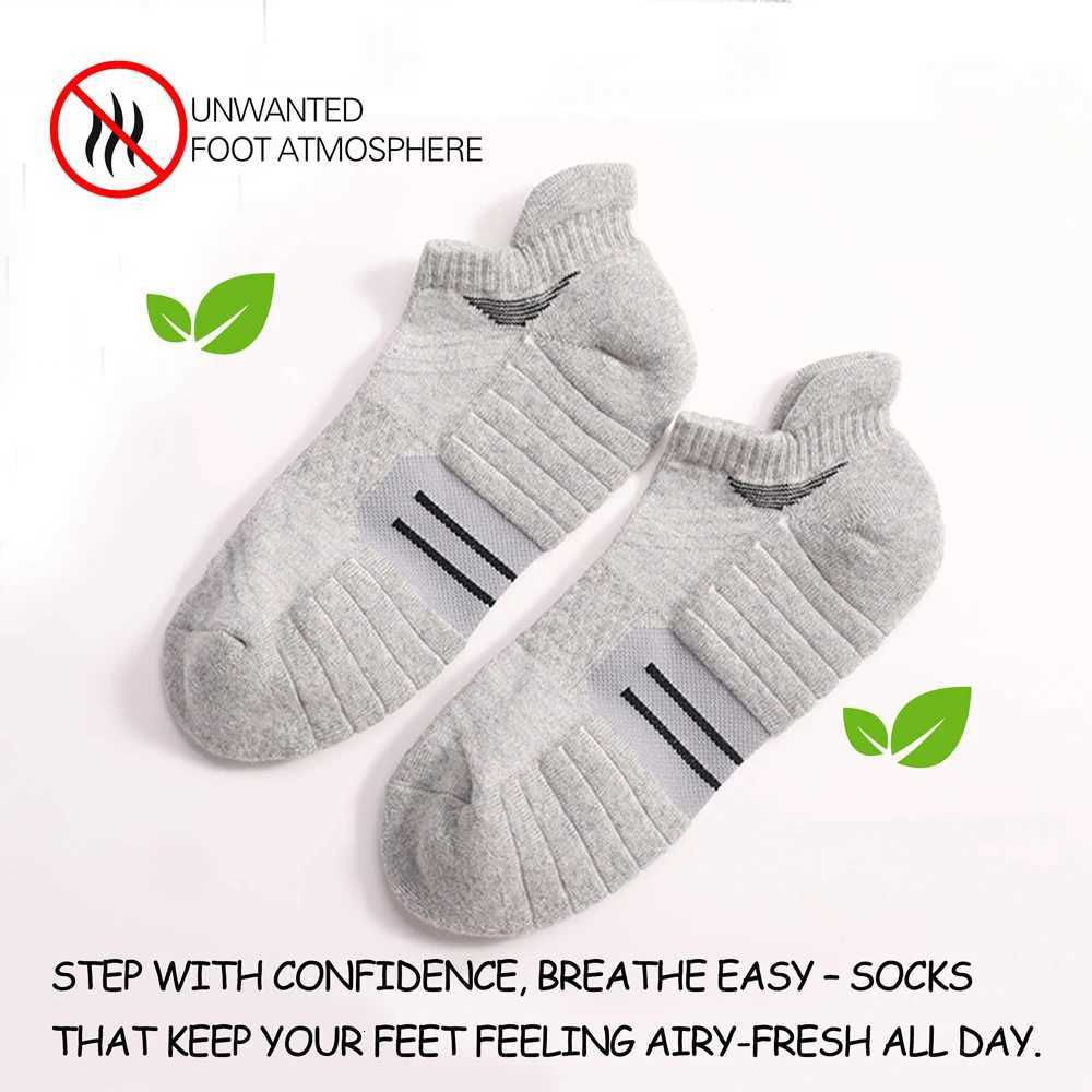 6 Pairs Mens Sports Running Heavy Cushion AntiSlip Boat Socks Combed Cotton MoistureWicking Odor Control Unisex Sizes 3550W251011