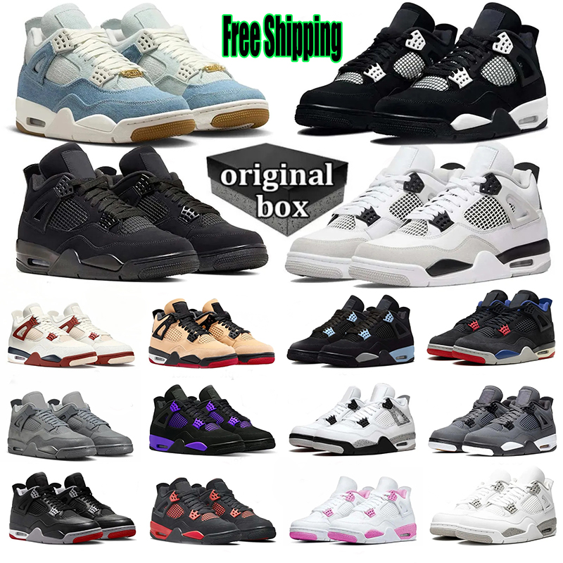 Free Shipping Designer 4 Basketball shoes Men Women 4s Sneakers Worn Blue Panda Military Black Cat White Thunder Cool Grey Bred Sports Mens Trainers Sneaker